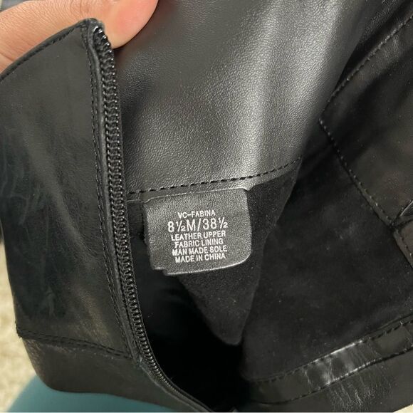 Vince Camuto Black Leather Fabina Riding Boots - Picture 6 of 7